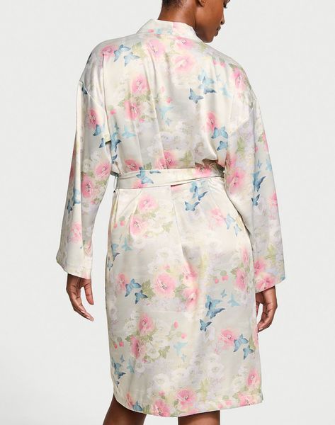 Сатиновий халат VICTORIA'S SECRET Signature Satin Midi Robe 154067QB8 фото