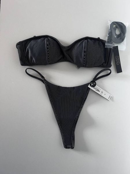 Купальник VICTORIA'S SECRET Two-Tone Rib Strapless Bandeau Bikini Top & Thong Bikini Bottom 423564QAG фото