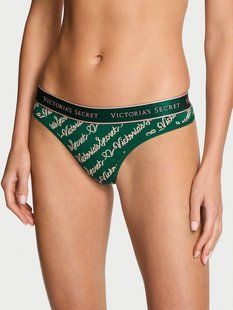 Бавовняні трусики VICTORIA'S SECRET Logo Cotton Thong Panty  415918QJP фото