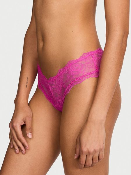Трусики VICTORIA'S SECRET Rose Lace High-Leg Cheeky, pink fire, р.XS 419378QS6 фото