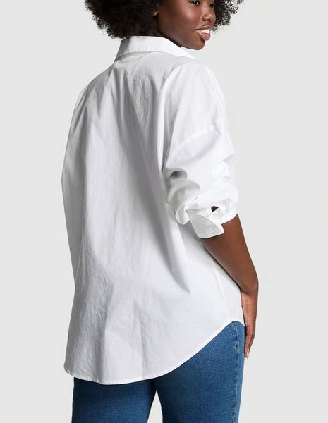 Сорочка PINK Cotton Poplin Oversized Button-Down Sleepshirt 415469QC6 фото