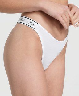 Бавовняні трусики PINK Logo Cotton Thong Panty  416206QEK фото