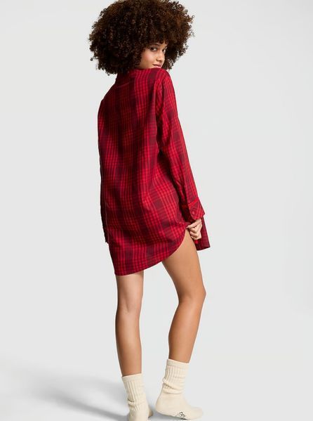 Сорочка PINK Festive Flannel Velvet-Trim Sleepshirt  421056QAK фото