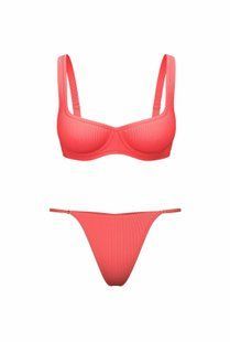 Купальник VICTORIA'S SECRET Two-Tone Rib Underwire Bikini Top & Thong Bikini Bottom  423538QDX фото