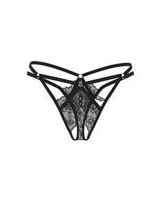 Мереживні трусики Victoria's Secret Lace Strappy Hardware Thong Panty  431518QB4 фото