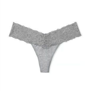 Бавовняні трусики Victoria's Secret Lace-Waist Cotton Thong Panty 393016Q10 фото