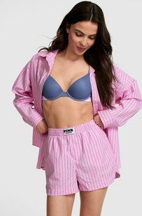 Комплект PINK Boyfriend Button-Down Sleepshirt & Boyfriend Boxer Pajama Shorts 426274SPC фото
