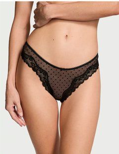Трусики VICTORIA'S SECRET Tease Mesh Lace-Trim High-Leg Thong Panty 419847QB4 фото