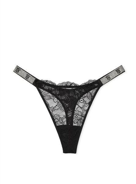 Мереживні трусики VICTORIA'S SECRET Logo Shine Strap Lace Thong Panty  904513QB4 фото