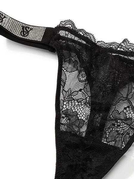 Мереживні трусики VICTORIA'S SECRET Logo Shine Strap Lace Thong Panty  904513QB4 фото