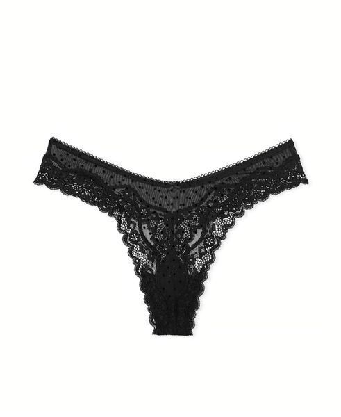 Трусики VICTORIA'S SECRET Tease Mesh Lace-Trim High-Leg Thong Panty 419847QB4 фото