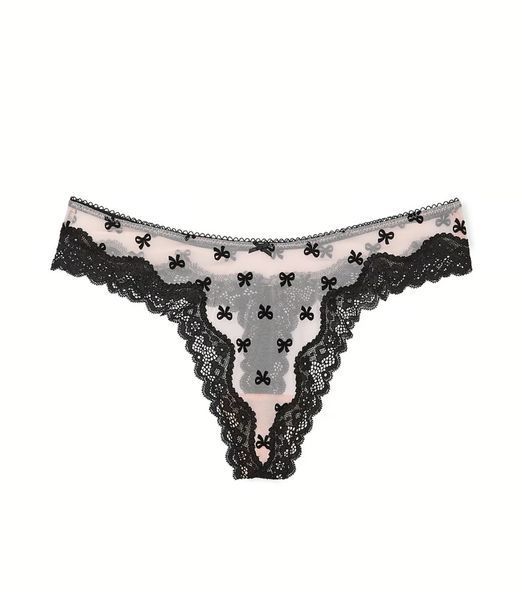Трусики VICTORIA'S SECRET Tease Mesh Lace-Trim High-Leg Thong Panty 420367QNF фото
