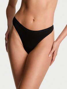Хлопковые трусики VICTORIA'S SECRET Stretch Cotton High-Leg Scoop Thong Panty 418365QB4 фото