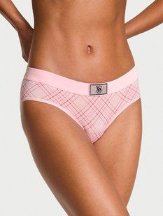 Трусики VICTORIA'S SECRET Logo Cotton Shine Patch Velvet Hiphugger Panty  431590QE2 фото