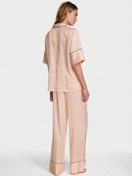 Пижама сатиновая VICTORIA'S SECRET Signature Satin Short-Sleeve Long Pajama Set 433250QAS фото