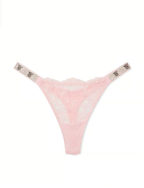 Кружевные трусики VICTORIA'S SECRET Logo Shine Strap Lace Thong Panty  904513QFK фото
