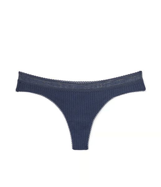 Бавовняні трусики VICTORIA'S SECRET Lace-Waist Cotton Thong Panty 415921QD2 фото