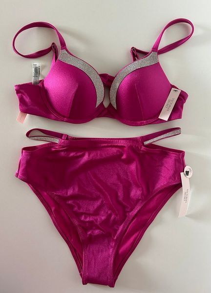 Купальник VICTORIA'S SECRET Shine Strap Push-Up Bikini Top & High Waist Cheeky Bikini Bottom  155834QAX фото