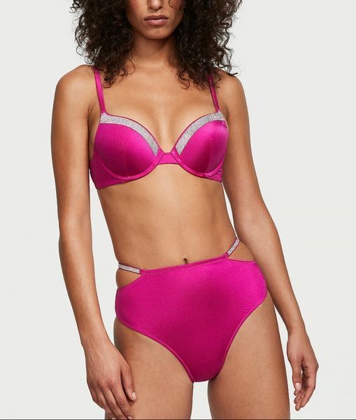 Купальник VICTORIA'S SECRET Shine Strap Push-Up Bikini Top & High Waist Cheeky Bikini Bottom  155834QAX фото
