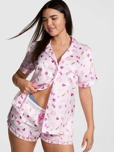 Атласная пижама PINK &times; LOVESHACKFANCY с шортами 430358QCP фото