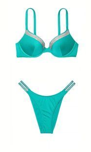 Купальник Victoria's Secret Shine Trim Push-Up Bikini Top & Double Shine Strap Brazilian Bikini Bottom 155834QD2 фото