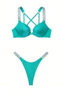Купальник Victoria's Secret Shine Strap Bombshell Push-Up Bikini Top & Shine Strap Thong Bikini Bottom 154899QD2 фото