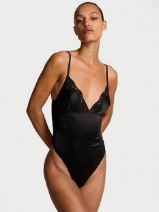 Боди VICTORIA'S SECRET Satin Lace-Trim Bodysuit 428476QB4 фото
