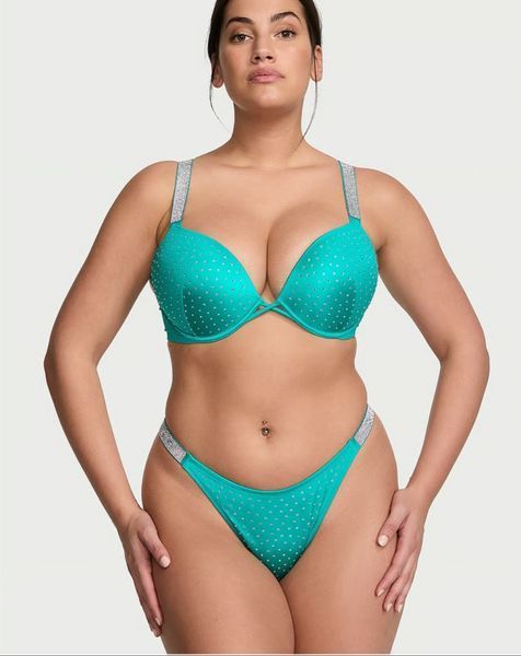 Купальник Victoria's Secret Shine Strap Bombshell Push-Up Bikini Top & Shine Strap Thong Bikini Bottom 154899QD2 фото