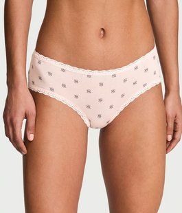 Бавовняні трусики VICTORIA'S SECRET Cotton Lace Waist Cheeky Panty 422682QCS фото