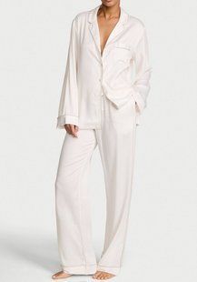 Сатинова піжама VICTORIA'S SECRET Signature Satin Shine Long Pajama Set на високий зріст  435185Q9Z фото