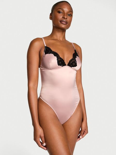Боди VICTORIA'S SECRET Satin Lace-Trim Bodysuit  428476SER фото