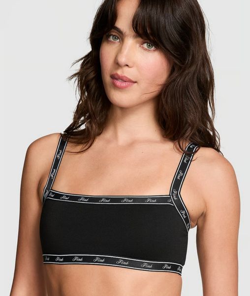 Пижама PINK Logo Cotton Straight-Neck Bralette & Tencel Boxy Pajama Shorts 298141QB4 фото