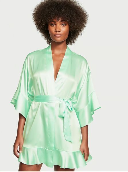 Сатиновий халат VICTORIA'S SECRET Satin Flounce Robe  193538QFZ фото
